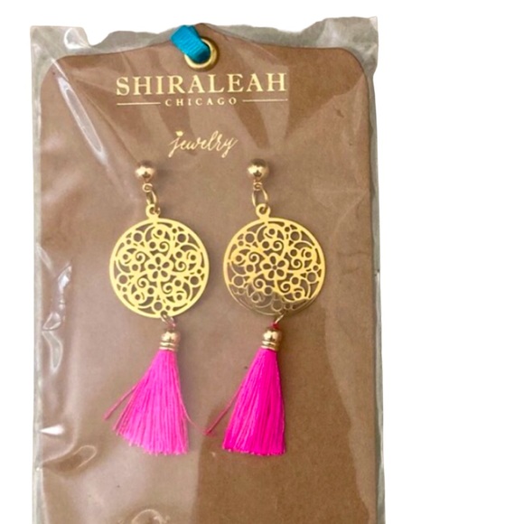 SALE!!! Shiraleah Chicago Anthropologie Pink Bali Earrings w/Fringe NWT - Picture 1 of 3